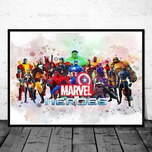 Watercolor Marvel Superheros Canvas Painting Print The Avengers Wall Art Poster Picture KidS Bedroom Living Room Decor