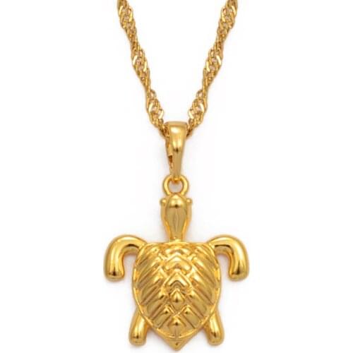Anniyo Small Tortoise Pendant Necklaces for Women Girls Gold Color Jewelry Turtle Chain Necklace Gifts #068404