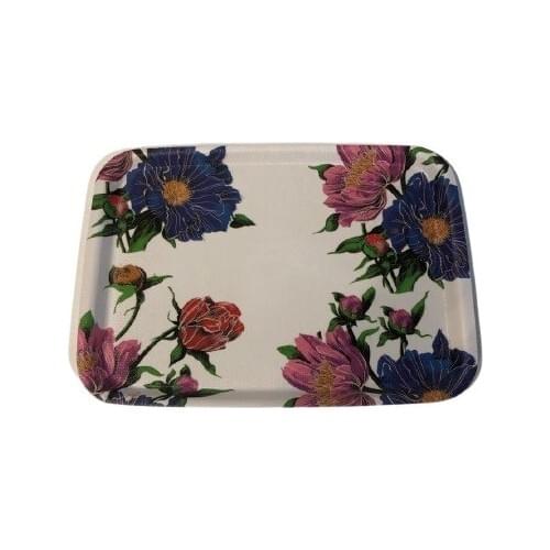Ultraform Nonskid Without Handles Melamine Tray White floral