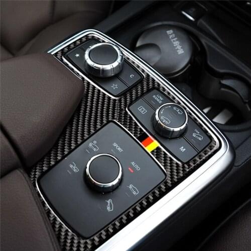 Carbon Fiber Central Control Armrest Box Multimedia Plane Stickers Trim Covers For Mercedes GLE GLS M Class Car Styling Sticker