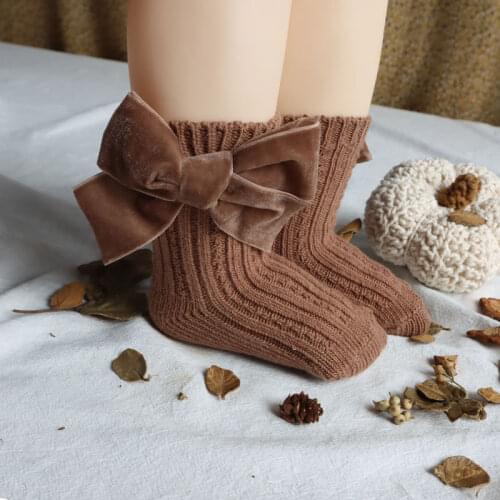 Big Bow Baby Toddlers Girls Socks Solid Breathable Mesh Cotton Socks Newborn Medium Tube High Spanish Style Socks for Girls