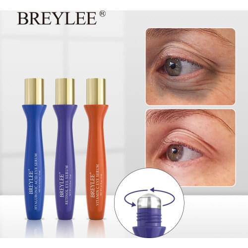 BREYLEE Eye Serum Eye Roller Massage Vitamin C Hyaluronic Acid Retinol Skin Care Eye Bags Cream Moisturizing Dark Circles 15ml