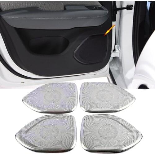 For Volvo S60 S 60 2020 2021Car Inner Side Door Audio Shelf Chrome Speaker Cover Trim Bezel Frame Garnish Sticker Auto Accessory