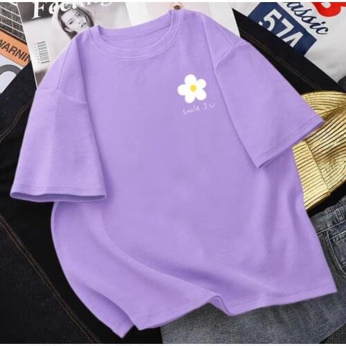 Harajuku y2k Cute Loose Casual Tees Clothing Ulzzang Kawaii Floral Printing Summer Short Sleeved Oversized T-Shirt Women Tops