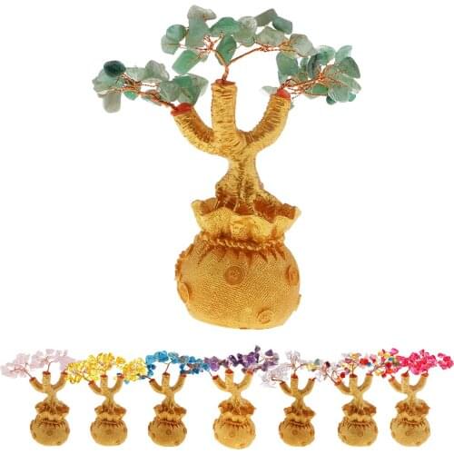 Crystal Money Tree Bonsai Sculpture Gemstone Fengshui Lucky Tree Decor