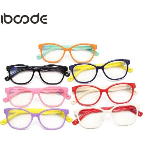 Iboode Kids Glasses Computer Anti Blue Light Flexible TR90 Silicone Girls Boys Optical Frame Prescription Eyewear Oculos De Grau