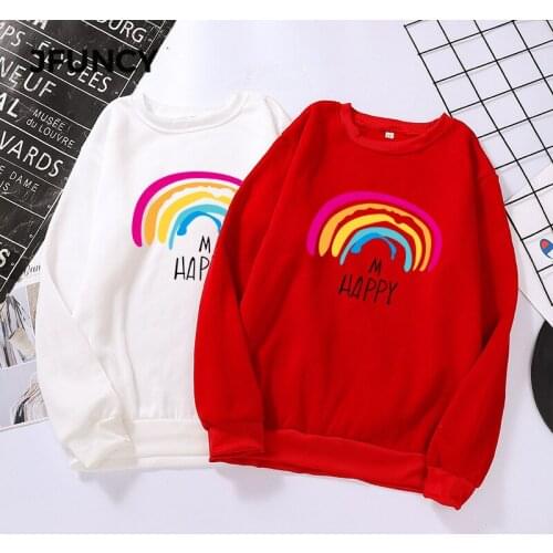 JFUNCY Oversized Rainbow Hoodies Women Sweatshirts Long Sleeve Pullover 2021 Fall Harajuku Female Clothes Woman Loose Streetwear