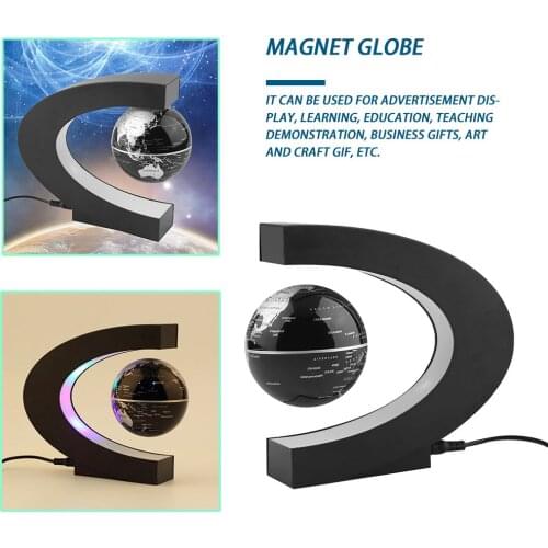 Fashion Electronic Floating Tellurion C Shape Magnetic Levitation Floating Globe World Map With LED Light Home Decoration Gifts