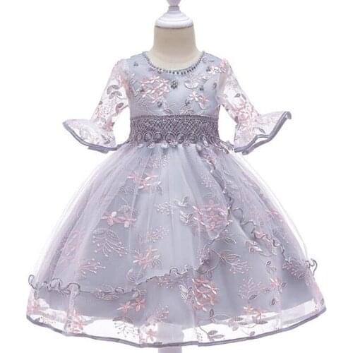 Fancy Kids Tulle Dress for Girls Embroidery Ball Gown Baby Flower Children Girl Princess Dresses Wedding Party Costumes