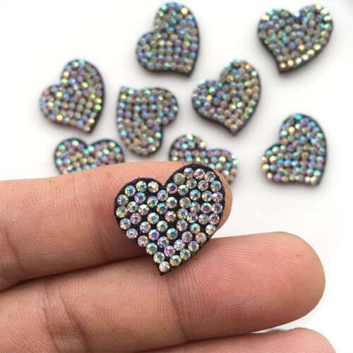 10 Pcs/Lots Cute Heart AB Rhinestone Applique Sew On Patch For Clothing Dess DIY Patches Beaded Applique Sweater Applique