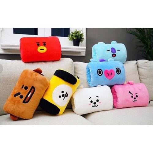 New Kpop Korean Bangtan Boys Handy Warmer Cushion Cartoon Rabbit Dog Plush Pillow Warm Sleeping Pillow 30*20CM Top Quality