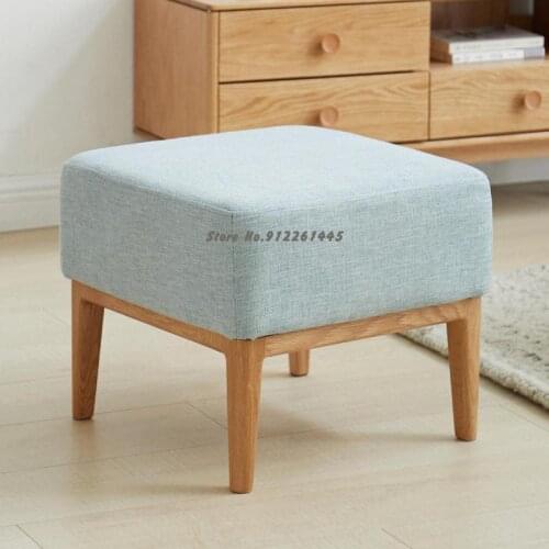 All Solid Wood Foot Oak Sofa Foot Stool Nordic Modern Minimalist Small Apartment Living Room Sofa Stool