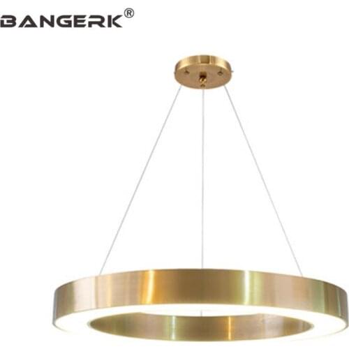 Simple Modern Gold LED Pendant Light Iron Ring Acrylic Luminaire Home Decor Dining Room Hanging Lamp Pendant Lighting Fixtures