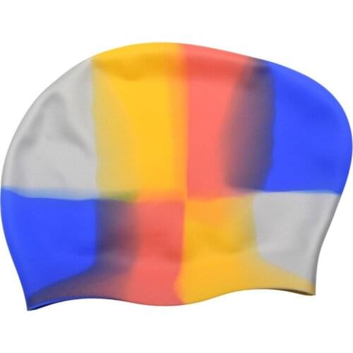 Swim Pool Used Water Sports Woman Long Hair Silicone Rainbow Swimming Cap