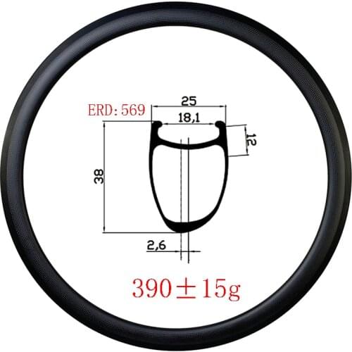 Light 390g 700C 38mm x 25mm Clincher Asymmetry basalt brake carbon rims deep 38mm gravel UD 3K 12K matte glossy road bike wheels