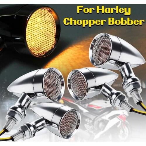 10mm Motorcycle Motorbike Bullet Grill LED Turn Signal Indicator Lights Lamp For Harley Chopper Bobber