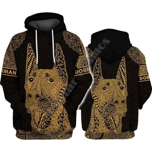 Doberman Gold 3D Hoodies Printed Pullover Men For Women Funny Sweatshirts Sweater Drop Shipping