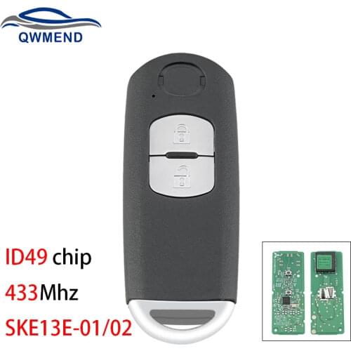 BHKEY 2 Buttons Smart Car Key for Mazda CX-3 CX-5 2 3 Hatch 6 Wagon 433mhz Car Remote Key ID49 Chip SKE13E-01 or SKE13E-02