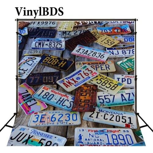 VinylBDS Fotografia Photography Backdrops 8x10ft Old Wall Photography Backdrops Children Old Truck License Wall Background