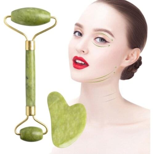 Green Natural Jade Stone Guasha Board Facial Massage Tool SPA Therapy Gua Sha Massager Antistress Skin Care Tool Scraping Board