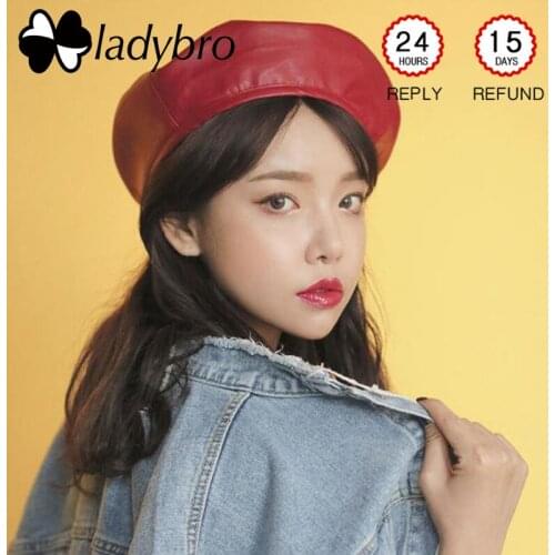 Ladybro Pu Leather Beret Hat Women Autumn Winter Flat Cap Female Fashion Lady Beret Cap Bone Gorras Painter Hat Boina Feminina