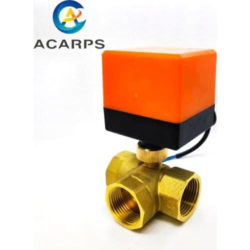 1" Electric ball valve brass air conditioning floor heating solenoid valve three-way AC220V DC24V DC12V