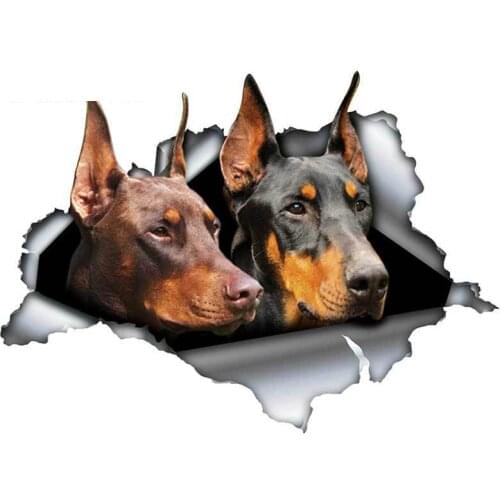 13cm X 10cm Hot Sell Creative Car Sticker Black and Red Doberman Accessories Car Styling Cover Scratches Waterproof PVC