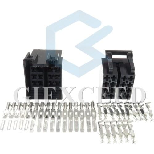 2 Sets 16 Pin 3.5mm Auto Audio Cable Socket Automotive ISO Wire Plug Female Male Connector