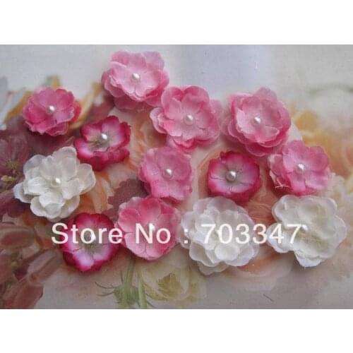 2013 New Arrival!!!! 240 X 1.5cm Mini Silk Flower Head W/Pearl Center Diy Hair Flower mini flower diy artificial flower 5