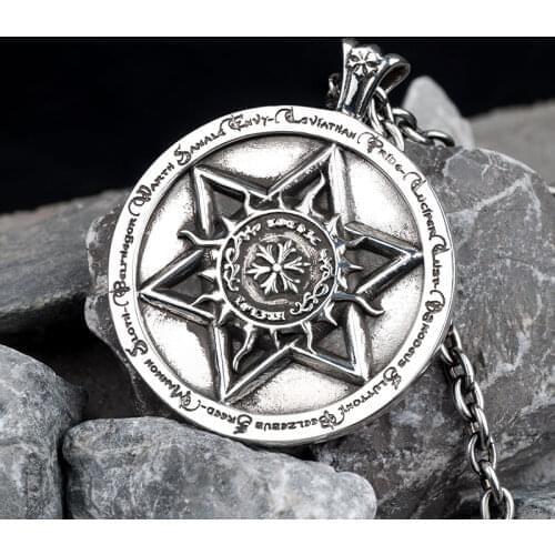 925 Sterling Silver Star of Dived Cross Hexagram and 12 constellation big pendant for Men Hip necklace mygrillz