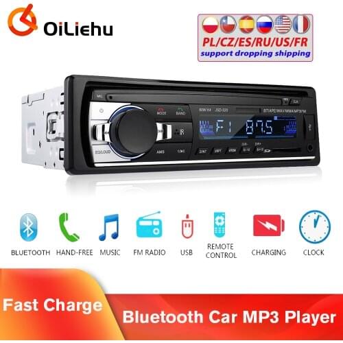 OiLiehu Car Radio Stereo Player Digital Bluetooth Car MP3 Player FM Radio Stereo Audio Music USB/SD with In Dash AUX Input