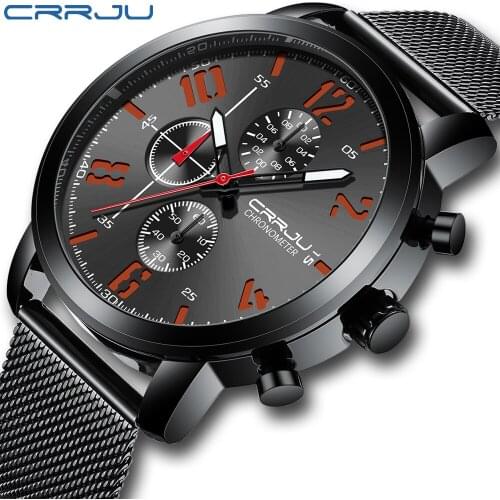 CRRJU Fashion Top Brand Luxury Men Watches Chronograph Quartz Watch Ultra-thin Waterproof Sports Clock Business reloj hombre