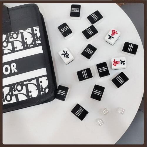 Black Travel Mahjong Cartoon Kids Fashion 40mm Portable Resin Chinese Traditions Family Entertainment Juegos De Mesa Adult Toys