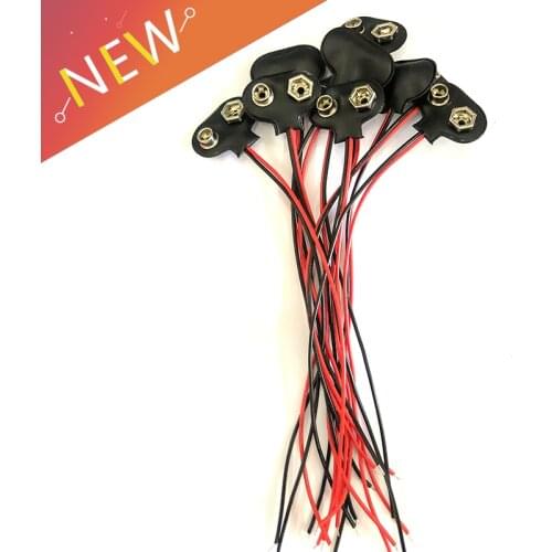 50pcs/lot 9V Battery Snap Connector Clip Lead Wires Holder 100mm length