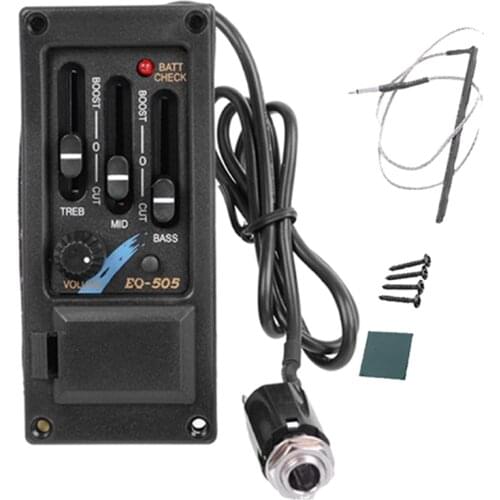 EQ-505 Guitar Saddle Pickup 3 Bands EQ Equalizer Left Hand Acoustic Guitar Preamp System Equalizer Piezo