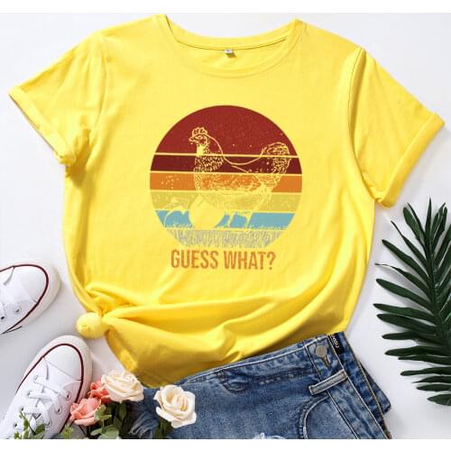 Womens Graphic Tees Cotton Short Sleeve Crew Neck Loose T Shirt Plus Size Tops Female Summer Casual Clothes Cartoon Chicken