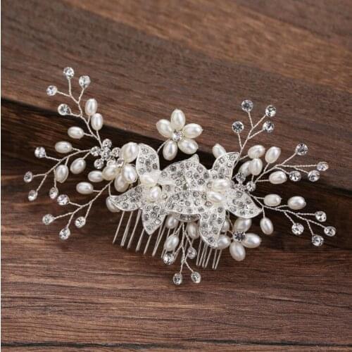 Beautiful Rhinetone Crystal Flower Wedding Hair Combs For Women Bridal Headpiece Hair Jewelry Brides Accessories Gifts