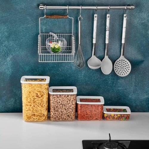 Food Storage Box Rectangular Safe Plastic Household Supplies Kitchen Storage Tea Coffee Sugar Salt Oatmeal Noodle Eco-Friendly