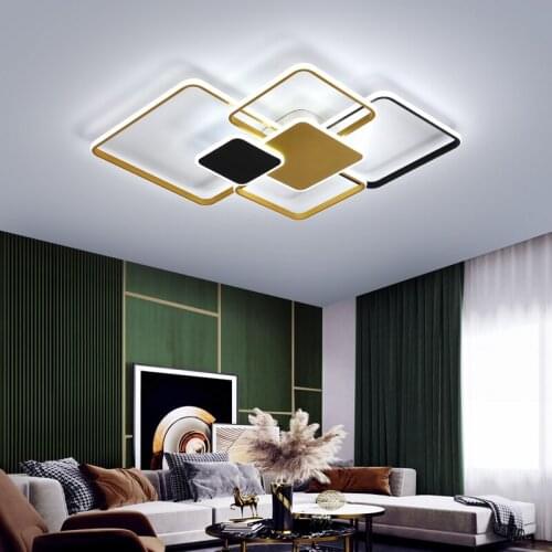 Square Led ceiling lights For living room bed room led techo ceiling lamp Black/White/Gold modern led ceiling light AC110v-220v