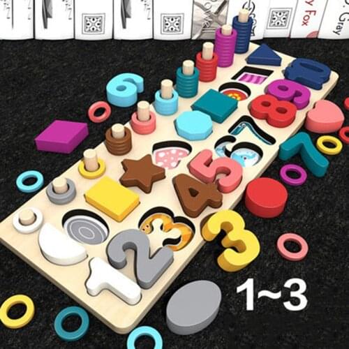 Montessori Materials Teaching Educational Wooden Toys Kids Toys Preschool Count Digital Shape Match Math Toys for Children Gift