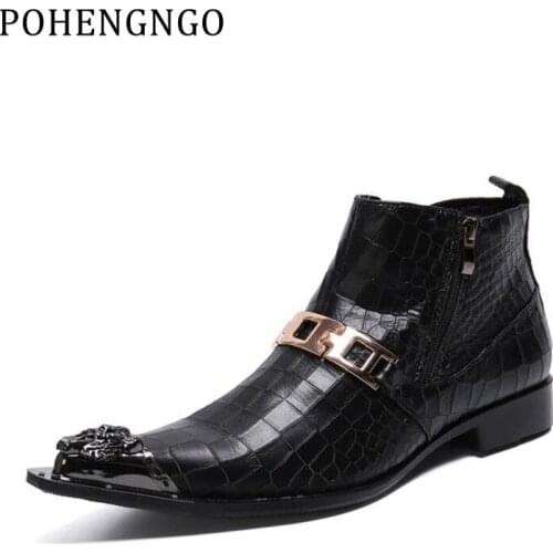 NEW Style Top Quality Designer Black Snake Skin Men Shoes Chelsea Mens Western Motorcycle Boots Zipper Party Dress Shoes