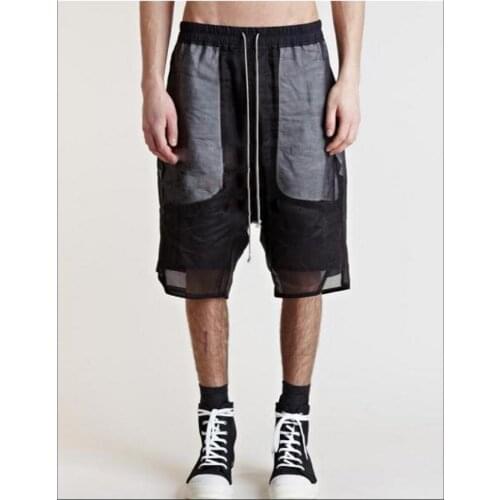 27-44 Men Shorts Double Layer Yarn Thin Breathable Casual Spliced Plus Size Shorts Tide Hairstylist Clothing Summer New