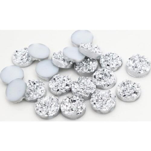 New Fashion 40pcs 8mm 10mm 12mm Silver Colors Natural ore Style Flat back Resin Cabochons For Bracelet Earrings accessories