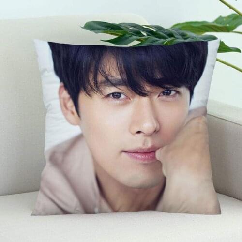 New Arrival Hyun Bin Pillow Cover Bedroom Home Office Decorative Pillowcase Square Zipper Pillow Cases Satin Soft