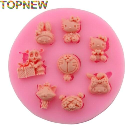 New Cute Kittens Cats Silicone Molds Fondant Jelly Cake Jelly Ice Sugar Lace Moulds Cake Decoration Tools Cooking C1832