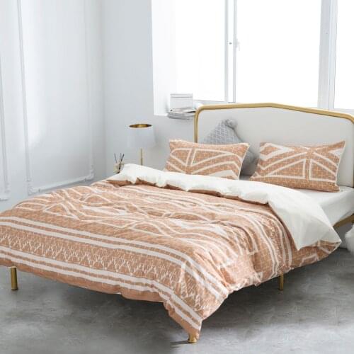 Khaki Geometric 3 Pieces Comforter Cover Bedding Set Pillow Case Decorative Soft Polyester Quilt Duvet Covers Home Accessory