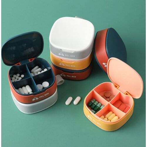 Portable 4 grid Tablet Pill Box Medicine Organiser Dispenser Daily Storage Case Compartment Box Medicine Tablet Holder Pill