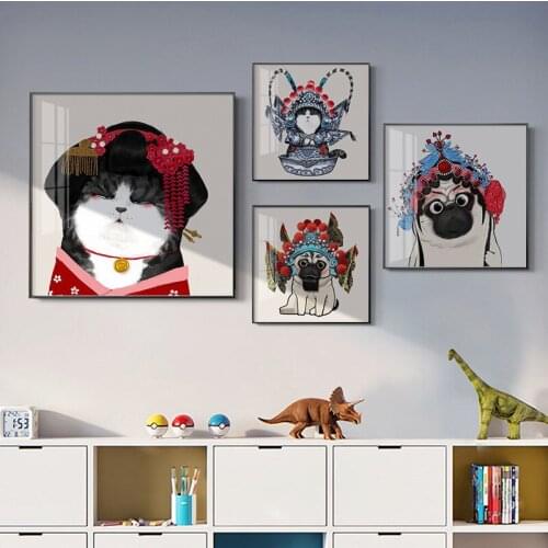 Nordic Poster Cute Animal Cat Dog Cosplay Picture Modular Wall Art Prints Canvas Painting Nursery Living Room Modern Home Decor