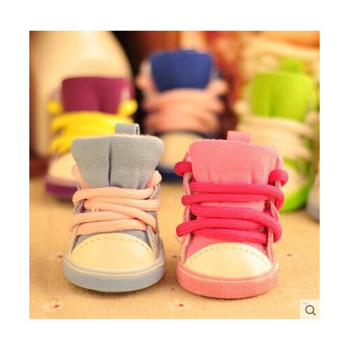 Colorful Dog Shoes Comfortable Teddy Canvas Shoes 4 Pcs/Lot Slip-resistant Pet Shoes