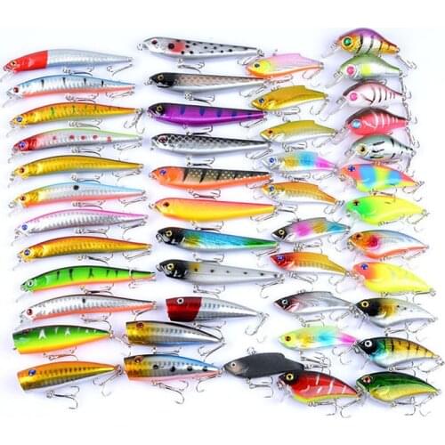 RQNQ 46pcs 1 Set of Fishing Lure Floating Simulation Insect Hard Bait Water High Quality Artificial Bait Fishing Accessories Hot